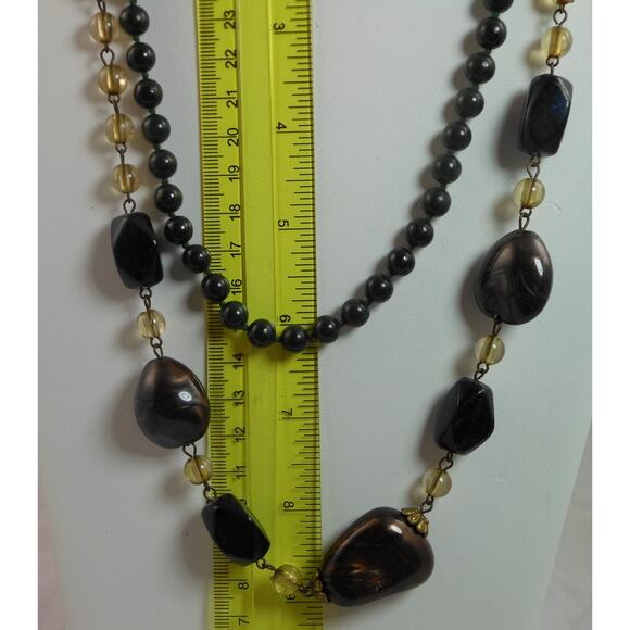 Elegant Vintage Lucite Black Bead Necklace Glass Classic Retro Jewelry Lot - Picture 4 of 5